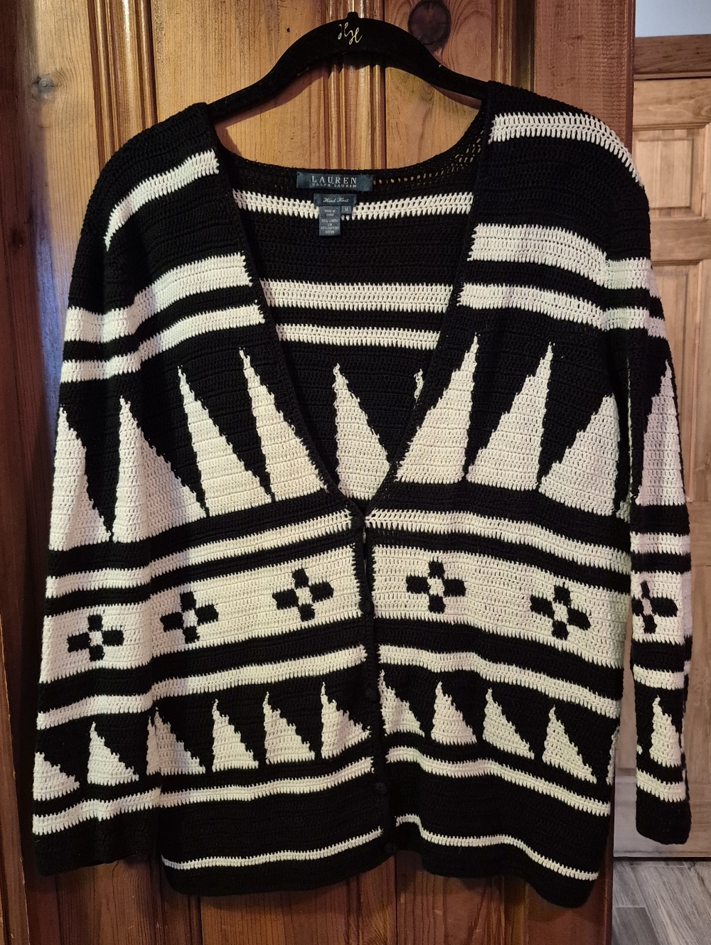 Lauren Ralph Lauren Hand Knit Linen/Cotton Womens Medium Button Up Sweater